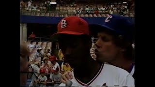 WILLIE McGEE - St. Louis Cardinals- 1982 Interview @ Busch Stadium gets kiss from Jay Johnstone-Cubs