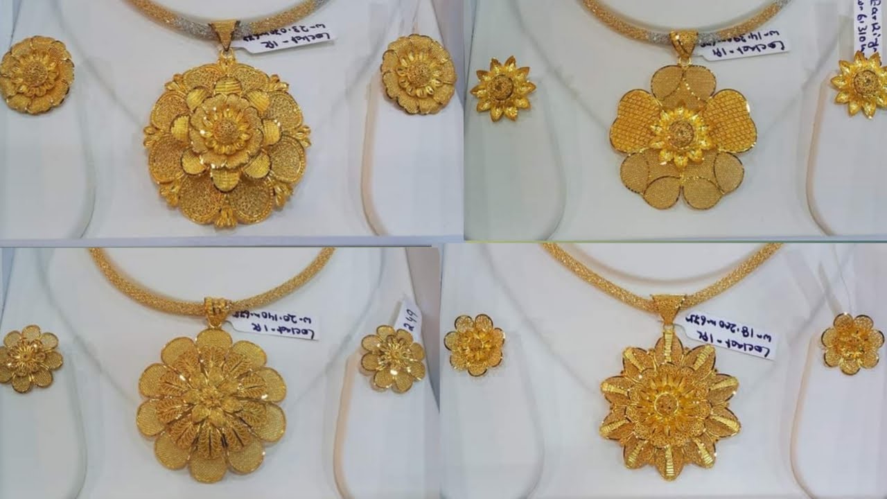 Latest Gold PENDANT Set Designs With Weight And Price