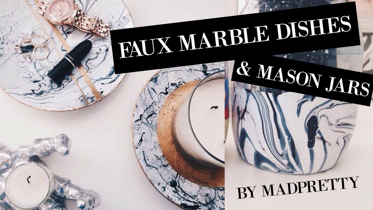 DIY FAUX MARBLE DISHES AND MASON JARS  TUMBLR INSPIRED 