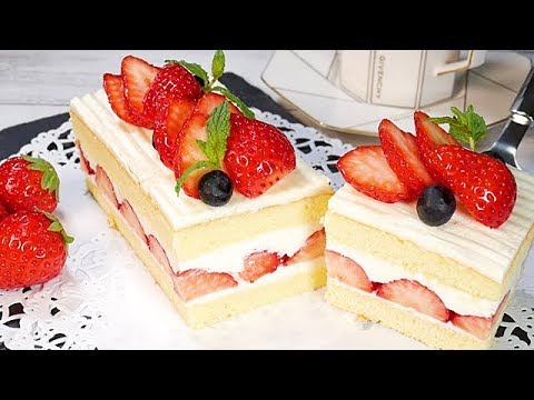 いちごのスクエアショートケーキstrawberry Square Short Cake Made With 1 Egg Youtube