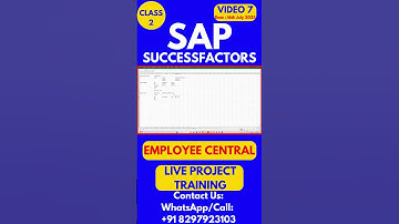 SAP SuccessFactors EC Training Online Tutorial Class 7 16th July 2025 #sapsuccessfactorstraining