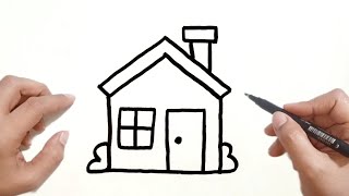 كيف ترسم منزل سهل خطوة بخطوة / رسم سهل / تعليم رسم منزل سهل / How to draw a house easy step by step