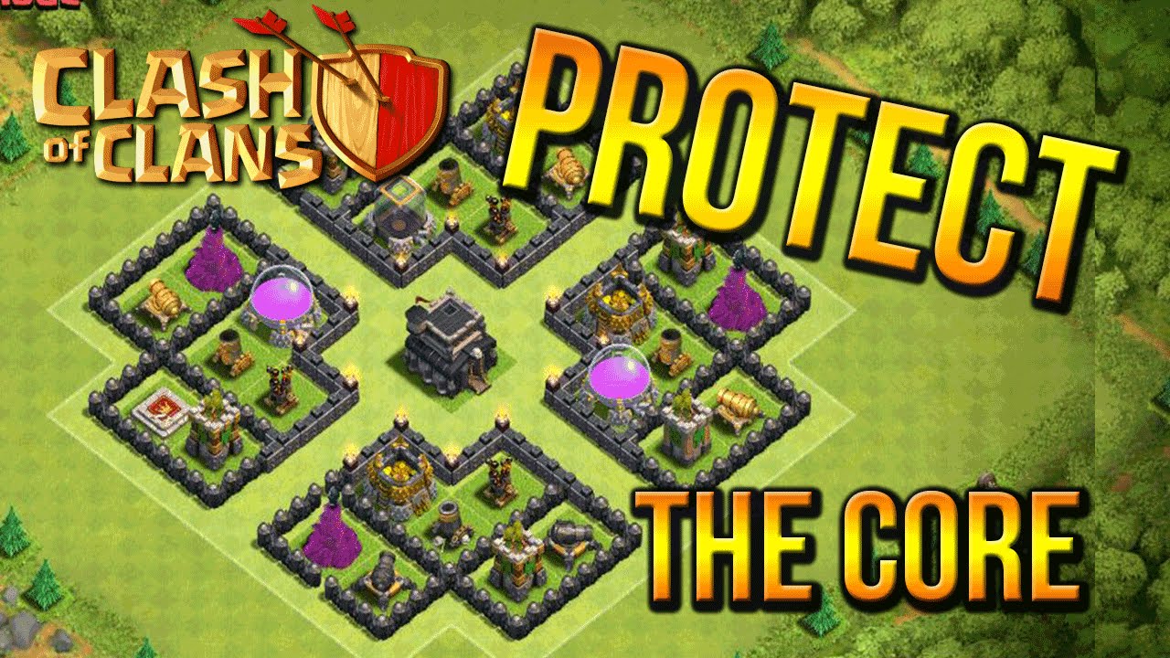 PROTECT THE CORE" - Town Hall 8 DEFENSE BASE (CoC TH8) BEST Base Layo....