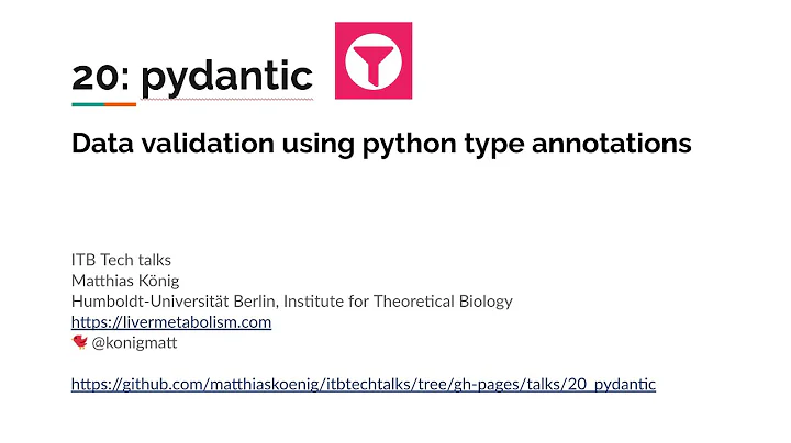 ITB Tech Talks - Episode 20 - Pydantic - Data validation using python type annotations
