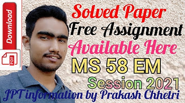 MS 58 ENGLISH MEDIUM SOLVE ASSIGNMENT / MS 58 SOLVE ASSIGNMENT PDF / MS SOLUTION 2020-21