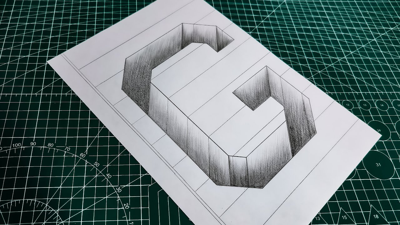 Insane 3D Letter 'G' Deep Hole Optical Illusion on Paper