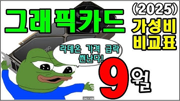 그래픽 카드 가성비 비교표 9월   AMD 반격의 서막?  가격 내려간거 보소...