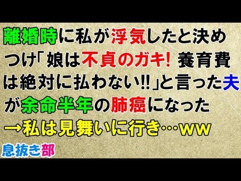 スカッとする話・復讐　離婚時に私が浮気したと決めつけ「娘は不貞のガキ！養育費は絶対に払わない!!」と言った夫が余命半年の肺癌になった→私は見舞いに行き…ｗｗ〖スカッと！息抜き部〗