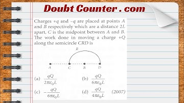 Charges +q and -q are placed at points A and B respectively which are a distance 2 L apart, C is the