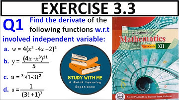 Exercise 3.3 Question 1 class 12 Maths New KPK Book | Ex 3.2 Q No 1 Differentiation Using Chain Rule