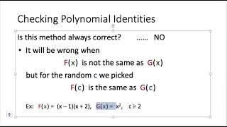 Lecture 02:  Verifying Polynomials Identities
