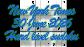 Sudoku solution – New York Times 30 June 2026 Hard level sudoku screenshot 4