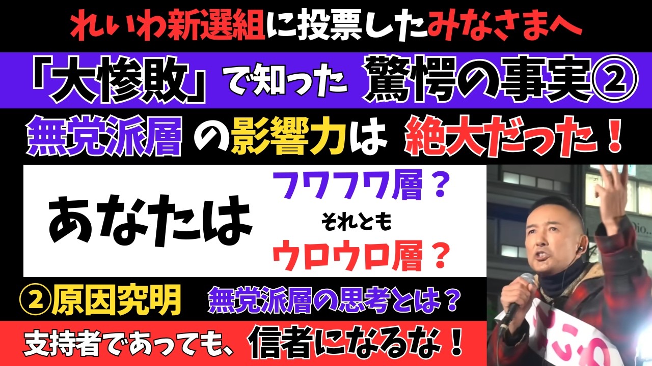 【「大惨敗」で知った、驚愕の事実②　無党派層の影響力は、絶大だった！】N　れいわ新選組　切り抜き動画 　#解散総選挙 #高市早苗 #山本太郎 #れいわ新選組 #消費税