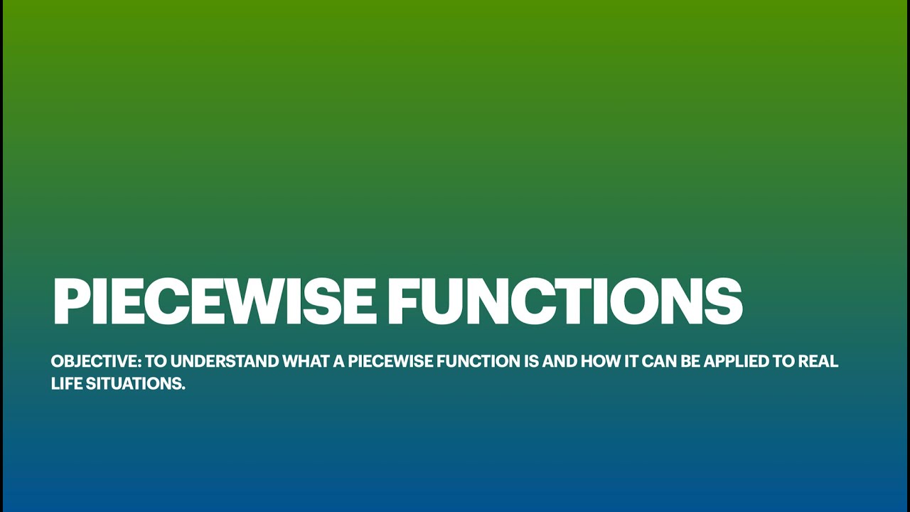 Piecewise Functions Intro - YouTube