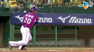 20131005 CPBL 象vs犀牛 6下 林琨笙狀況回溫 收回短棒反而打出安打 犀牛戰術成功