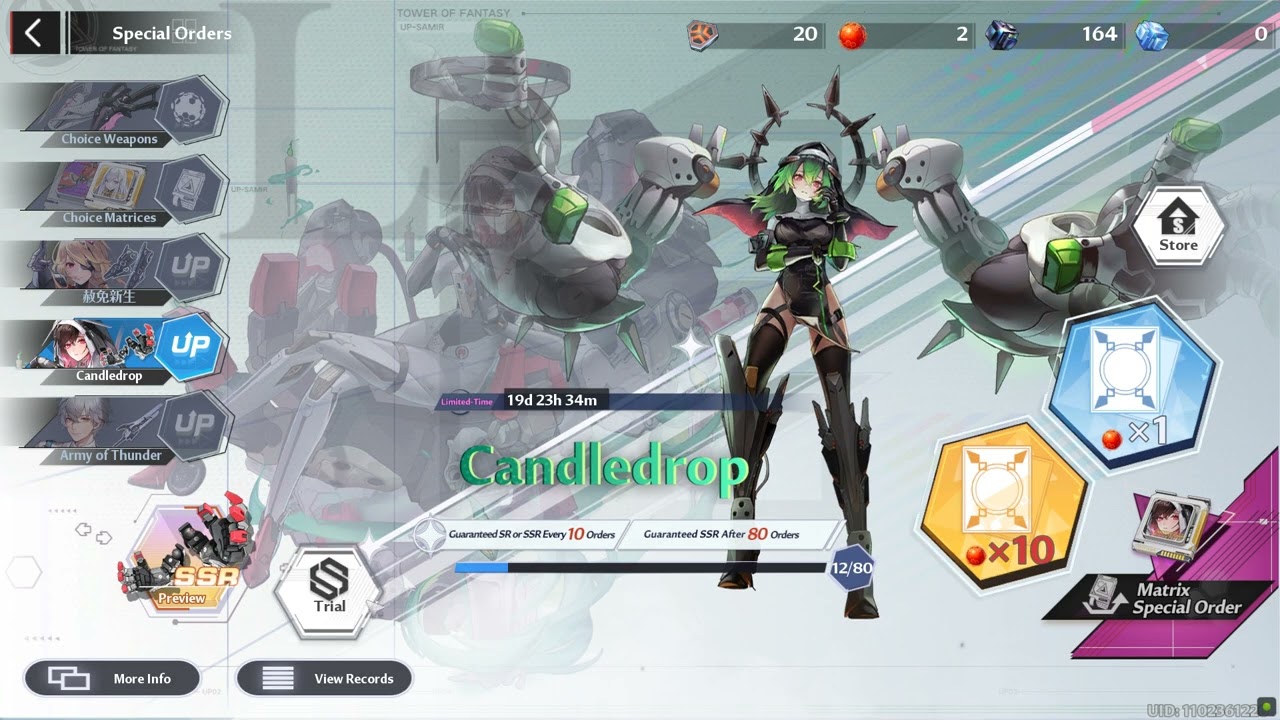 TOF LYRA MATRICE BUG / TOWER OF FANTASY