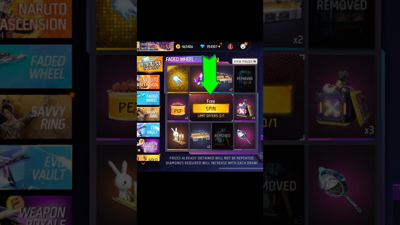 Free Spin Trick 😱 new event #shorts #sk28gaming