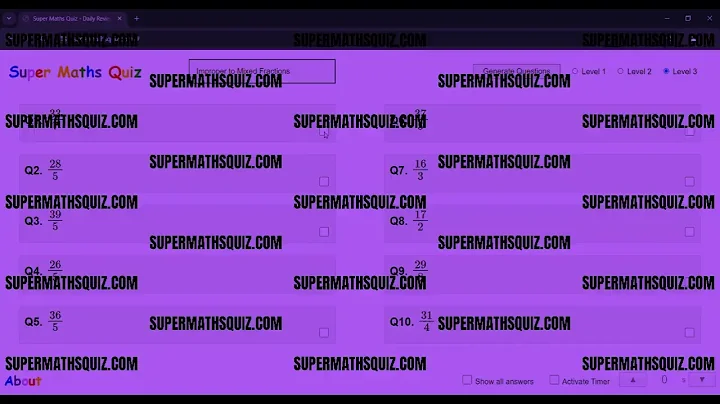 Super Maths Quiz: Improper and Mixed Fractions (Daily Review)