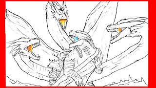 How To Draw Godzilla Vs Ghidorah | Godzilla King of The Monsters