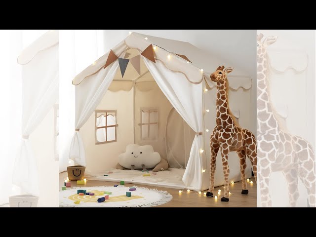 Tente-Cabane Enfant 2 en 1 Intérieure - Tapis Rembourré et Lumières