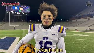 Avon Eagles Ty Kaufmann after their 35-10 D2 State semifinal win over Hoban at Infocision Stadium