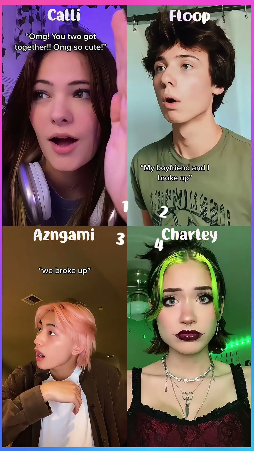 ? MASK REVEAL? Calli x Floop x Azngami x Charley #shorts #tiktok #viral #dance #cute #funny #trend