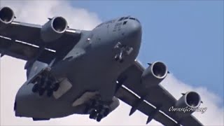 2 Boeing C-17 Aircraft Performing Multiple Missed Approach &amp; Touch n&#39; Go Landings