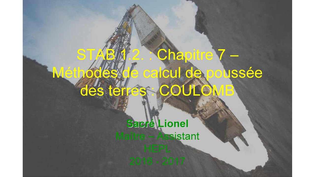 STAB 1.2. : Chapitre 7 : Méthodes de calcul de poussée des terres : Coulomb