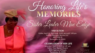Honoring Life's Memories of Sister Lealer M. Edge