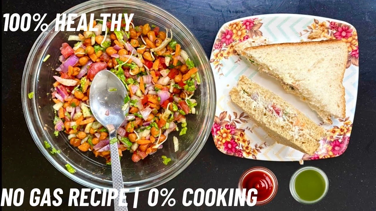 No Cooking! No Gas! ✅ 100% Healthy Snack Ideas | Chana Chaat & Hung Curd Sandwich | #recipe #cooking
