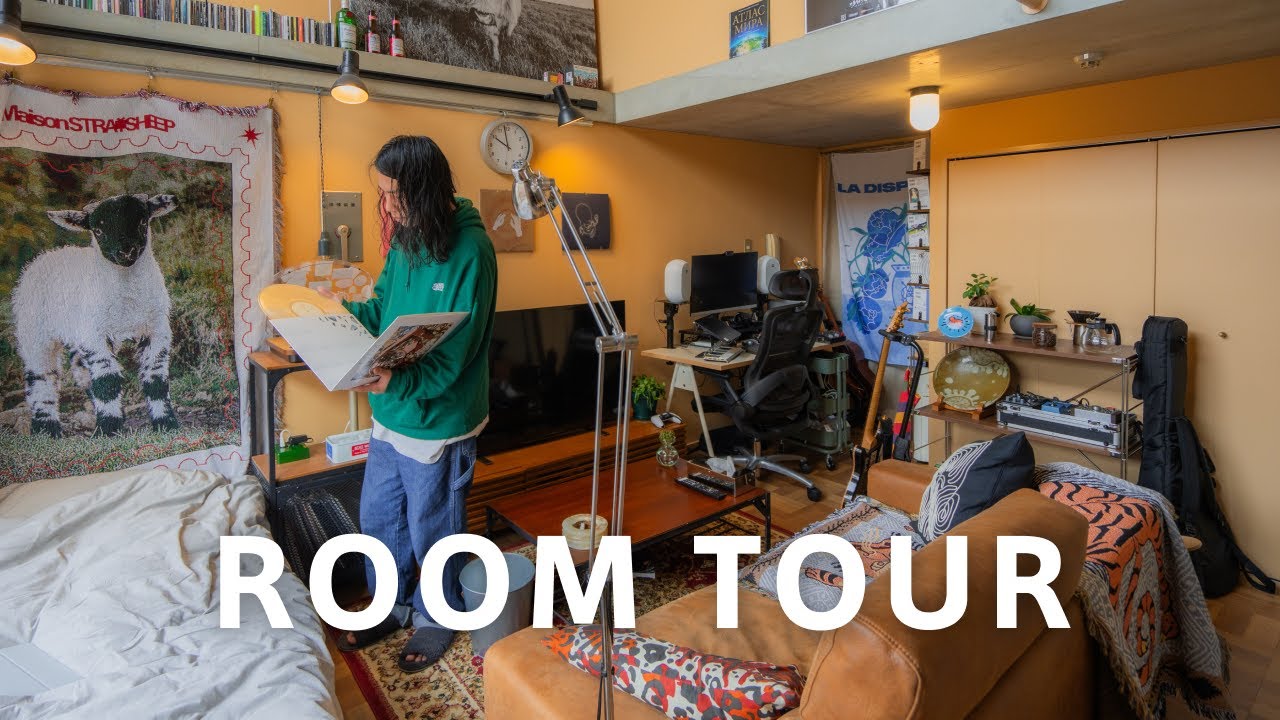 【ルームツアー】お金をかけずに一人暮らしの秘密基地を作る！フリマアプリで家具を収集｜バンドで活動するボーカル｜1R・33平米｜音楽機材｜IT企業にも勤務