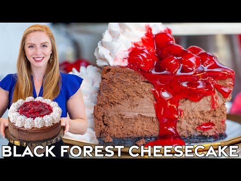 Chocolate Cherry Black Forest Cheesecake Recipe | with Whipped Cream & Cherry Pie Filling