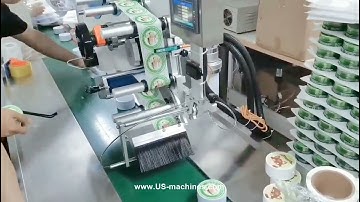 Automatic bottle cap cover top flat surface labeling machine labeling video