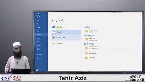CA AFC 04 IT by Sir Tahir Aziz Lecture # 1 (MS Word)