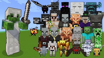 Zombie with Iron Armor & Iron Sword vs Every mob in Minecraft - Zombie with Iron Armor vs All mobs