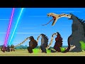 Rescue godzilla  kong from giant python the battle against digestive system  funny cartoon 2