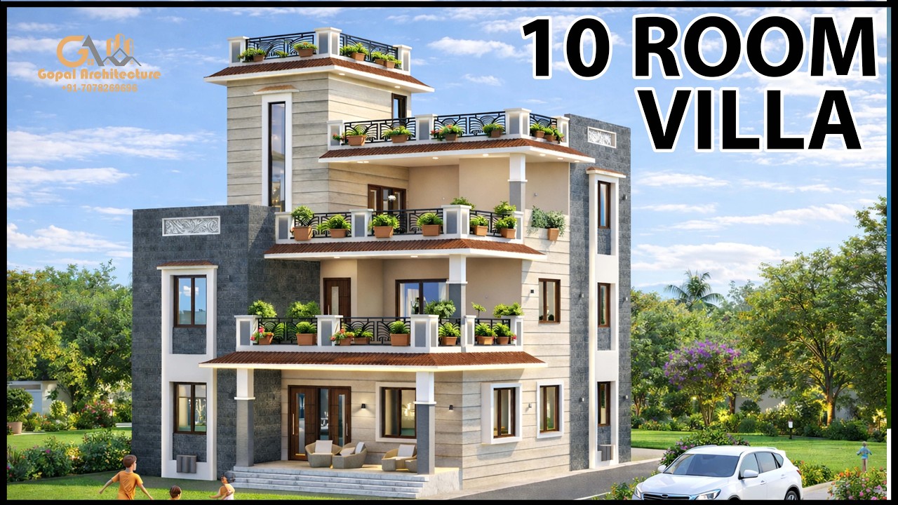 Проект виллы 38 x 45, 10 комнат, дом с восточной ориентацией, проект дома на 10 комнат, Gopal Arc...