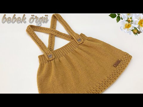 Yazlık iple askılı bebek örgü etek yapımı, summer yarn baby knit skirt pattern #kahveçekirdeğimodeli