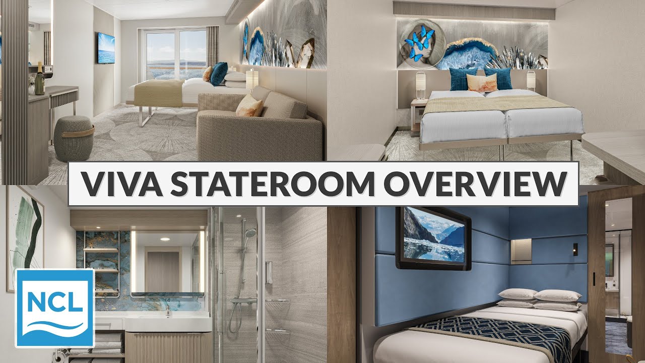 NCL VIVA Stateroom Overviews 4K | Club Class, Balcony, Oceanview, Inside, and Studios - YouTube