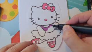 🦖 Hello Kitty  Coloring Page Easy Coloring for Kids 🎨