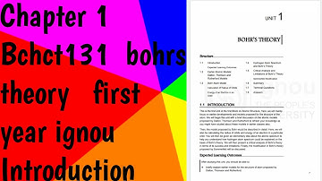 Chapter 1 || Bchct131 || bohrs theory || first year|| ignou