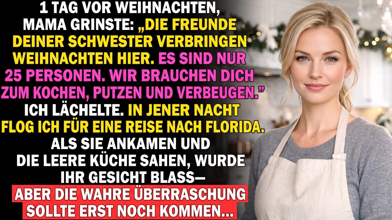 „Nur 25 Personen. Warum hast du noch nicht angefangen?“ Meine Mutter stand in der Küche, musterte mich von Kopf bis Fuß – Mehl an den Händen, die Schürze umgebunden – während draußen die Gäste...