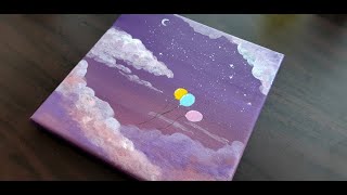 Acrylic Painting on Canvas #6 / 핑크구름 / 아크릴화 / Lovely cloud / pink cloud / Easy Painting YouTube