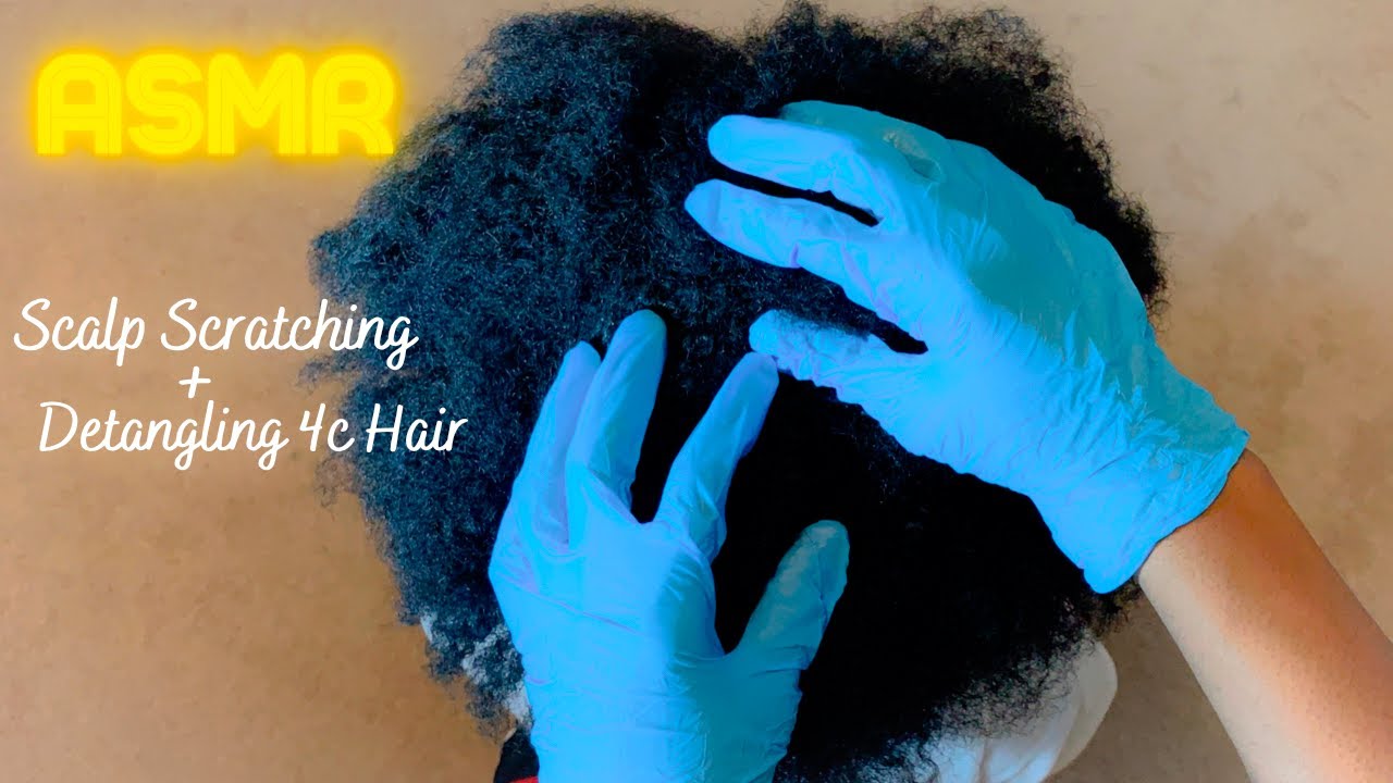 ASMR Scratching Scalp + Detangling 4b/4c Hair For Wash Day