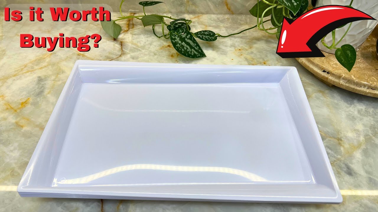 Supernal 12pcs White Plastic Serving Trays,15''X10'' Decorative Serving Trays,Slanted Rectangle