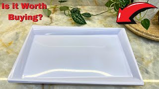 Supernal 12pcs White Plastic Serving Trays,15''X10'' Decorative Serving Trays,Slanted Rectangle