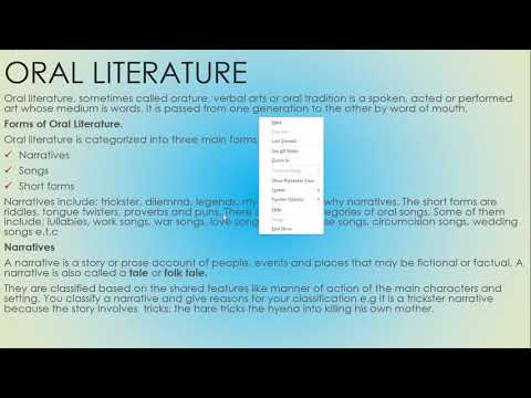 oral literature