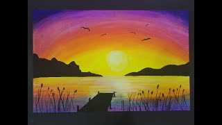  Görsel Sanatlar Ders Etki̇nli̇kleri̇ Pastel Boya Çalişmasi Pastel Boya Günbatimi Sunset Oi̇l Pastel