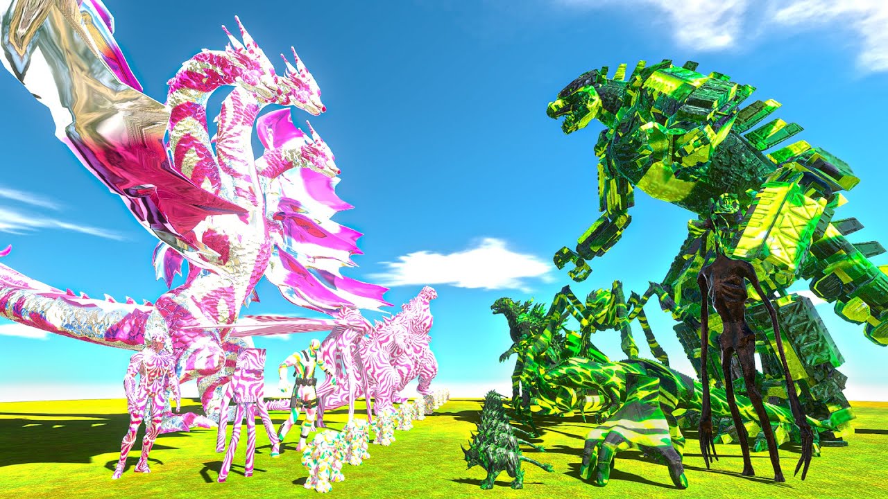 CANDY King Ghidorah vs TOXIC MechaGodzilla – Team Toxic vs Team Candy Monster War