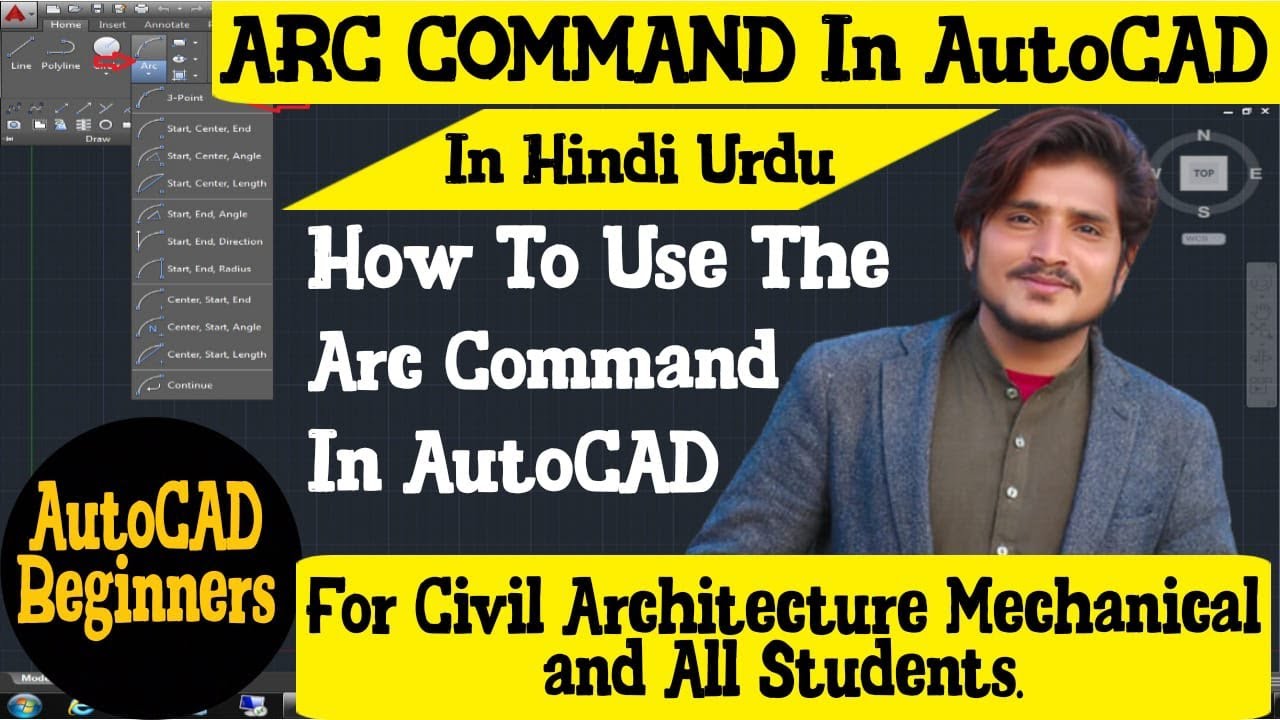 Arc Command In AutoCAD in Hindi[How to use the arc Command in Autocad ...